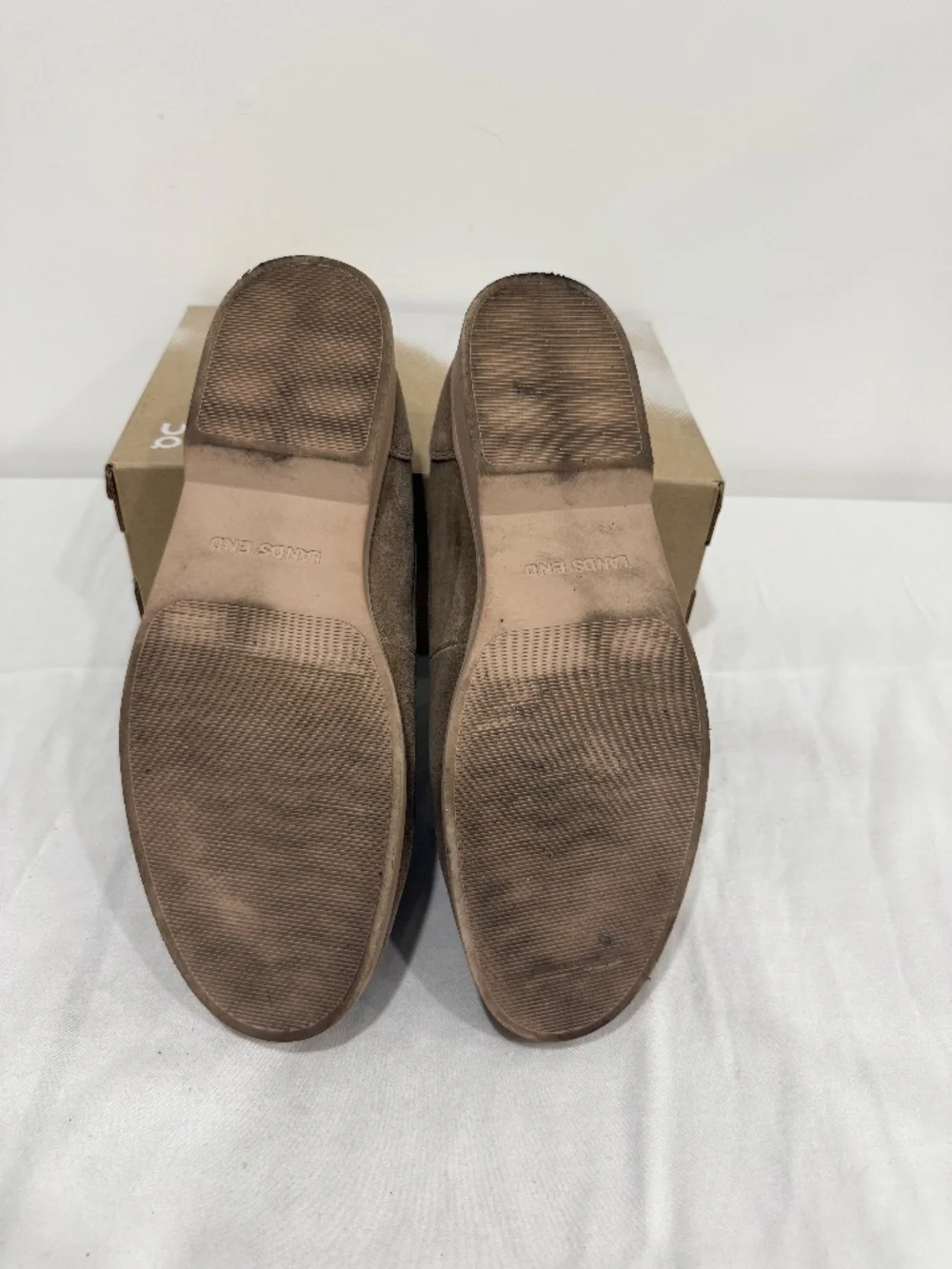 Used W/O Box! Men's Lands' End Tan Slip On Dress Shoes Size 11